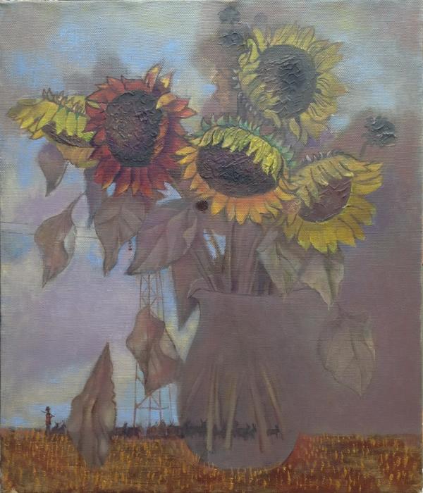 Подсолнухи. х.м. 70х60.  2012г.